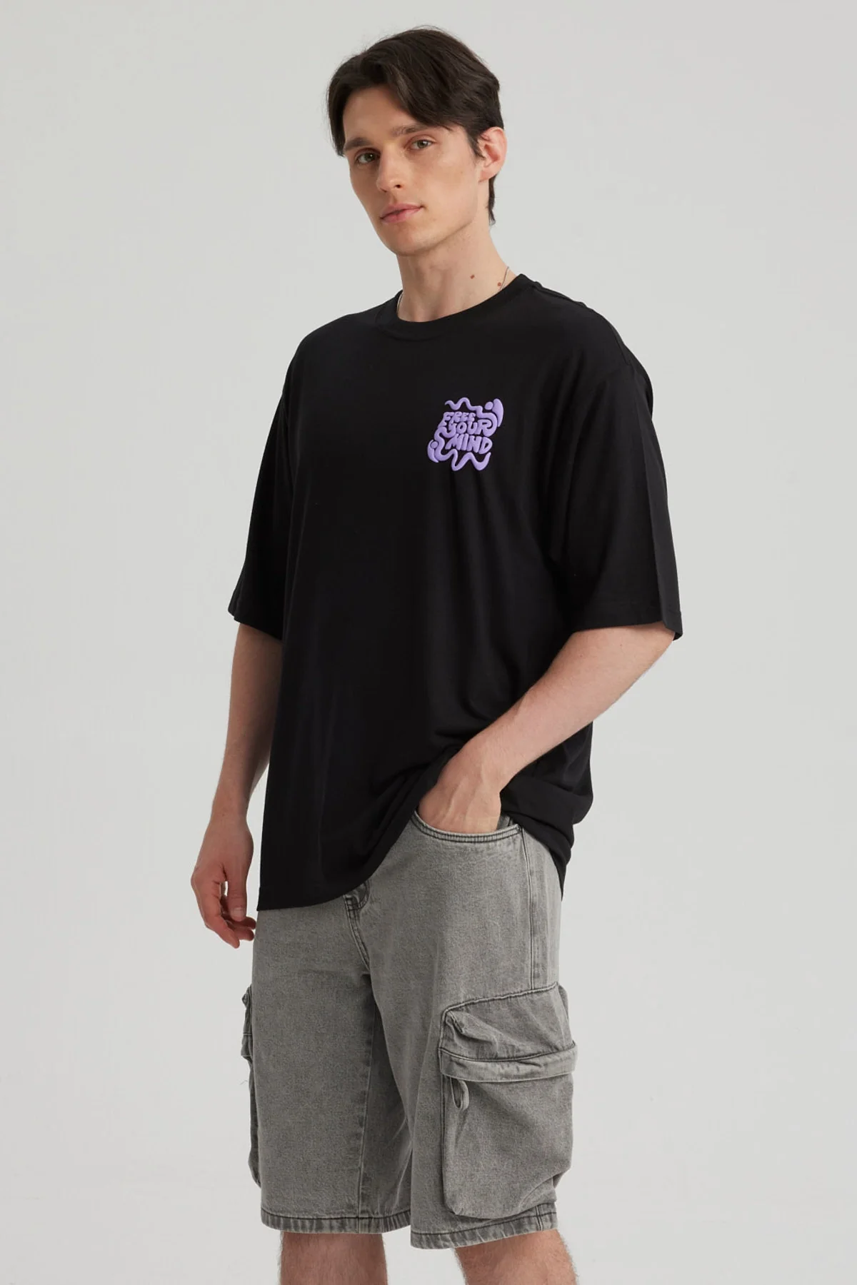 Polera Hombre Doble Print Negro - Image 2