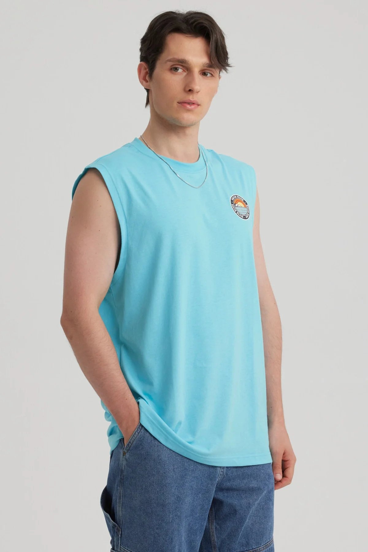 Polera Hombre Doble Print Turquesa - Image 2