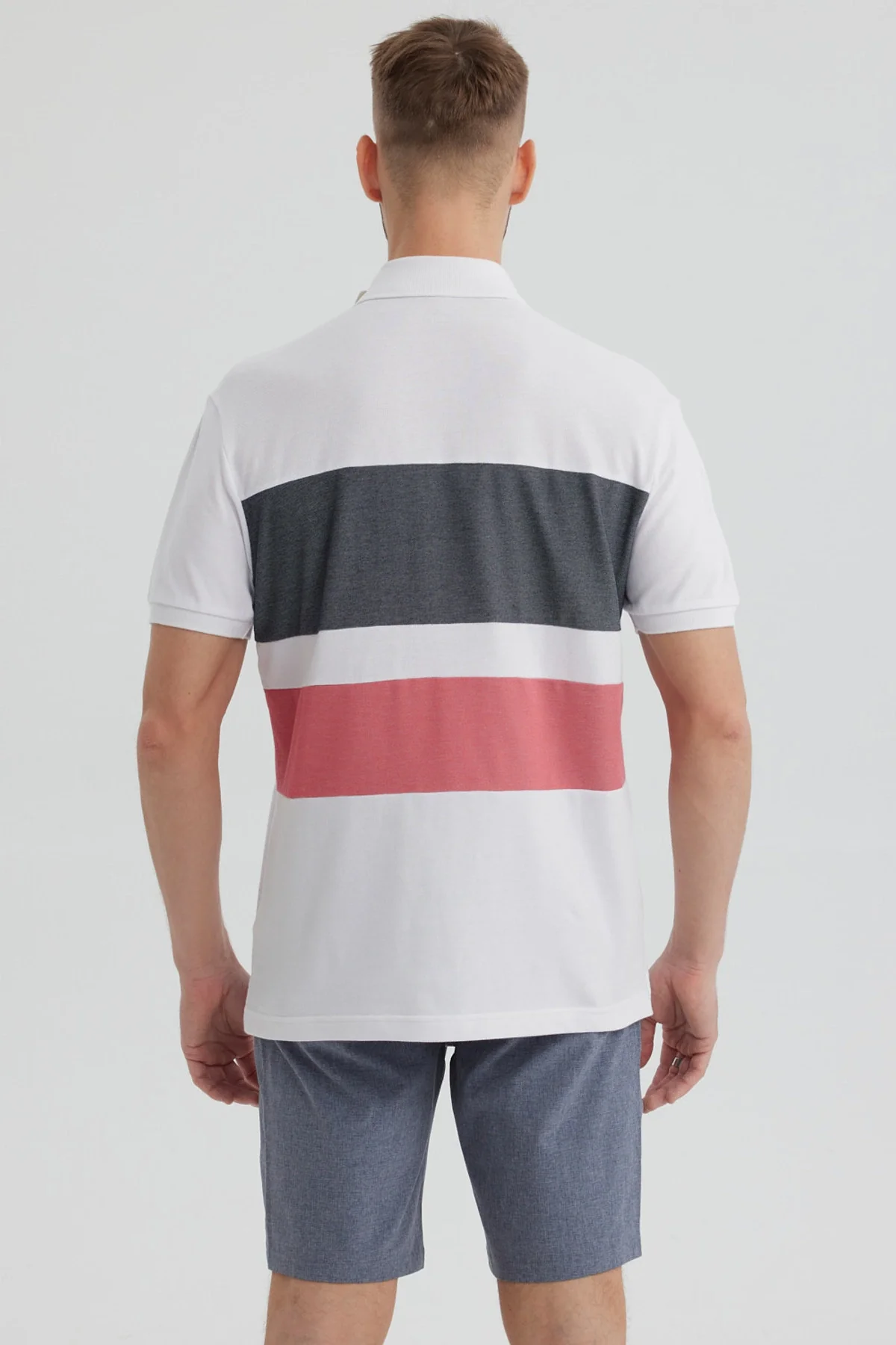 Polera Hombre Franjas Horizontales Rojo - Image 3