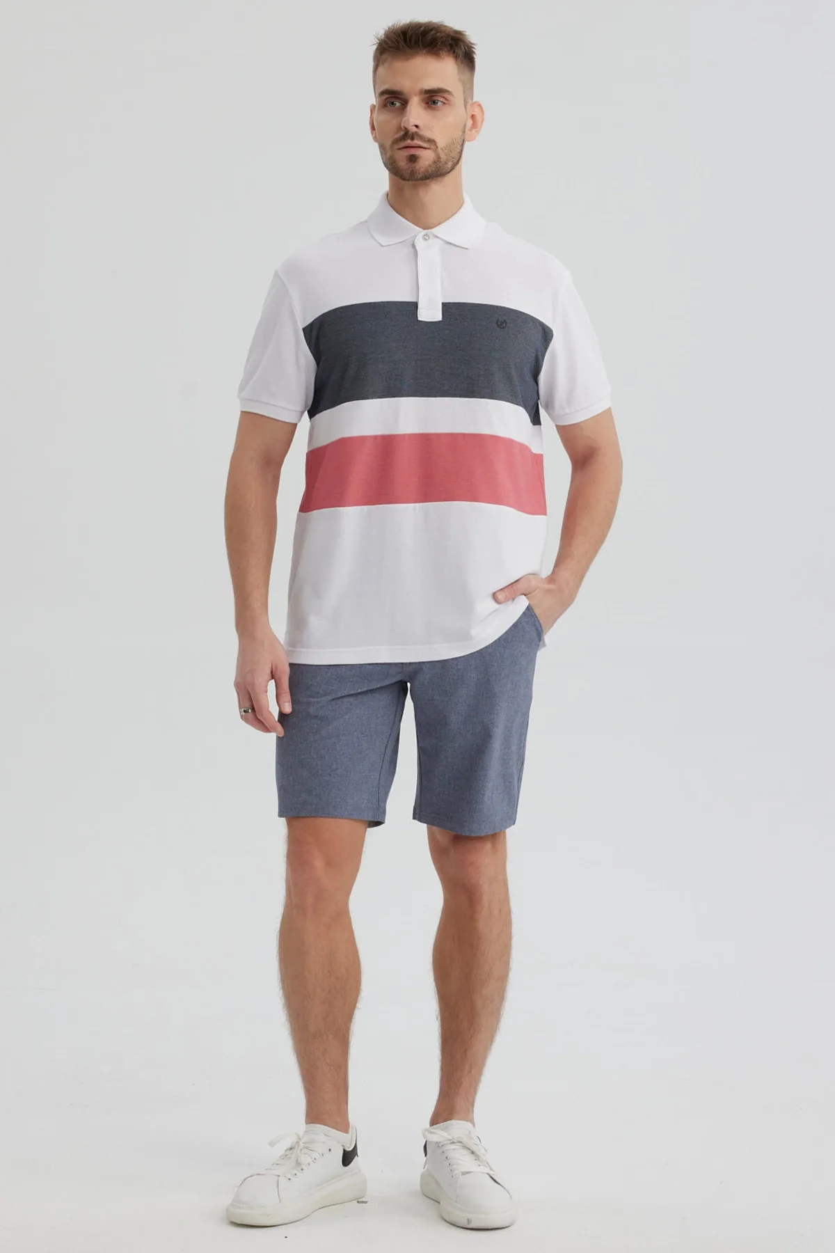 Polera Hombre Franjas Horizontales Rojo - Image 4