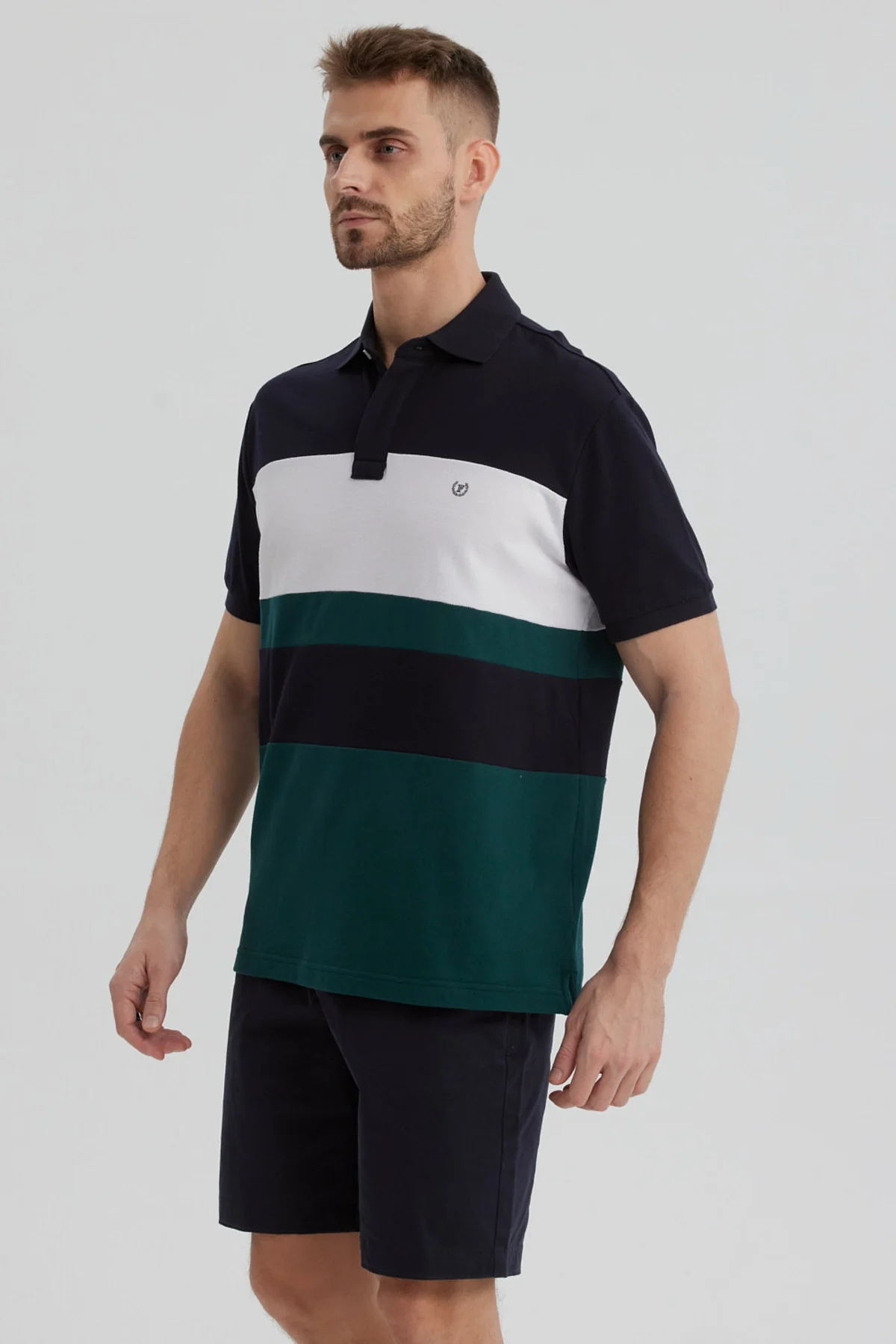 Polera Hombre Franjas Horizontales Verde - Image 2