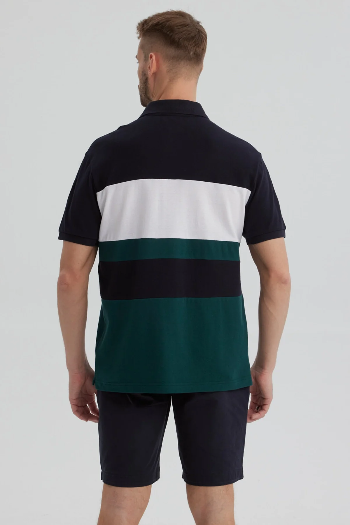 Polera Hombre Franjas Horizontales Verde - Image 3