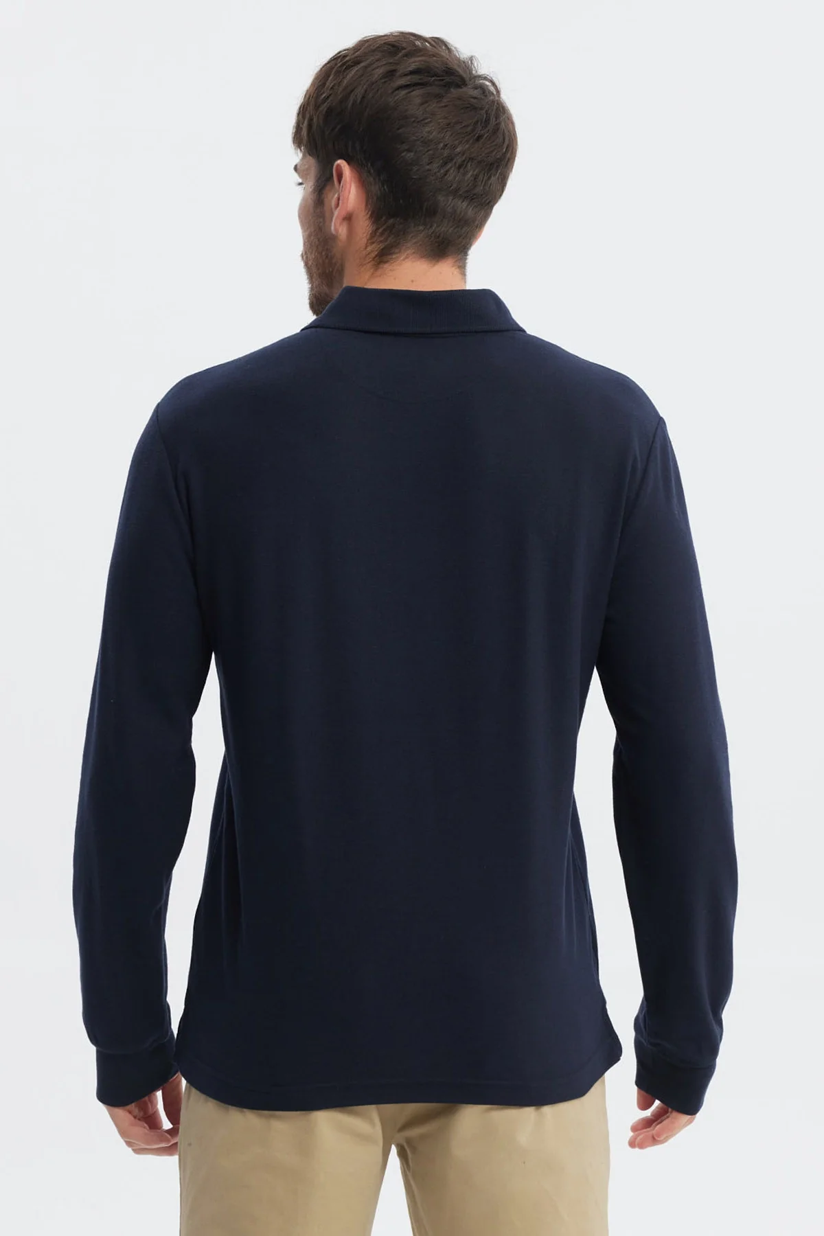Polera Hombre Lisa Borbada Con Botones Azul Marino - Image 3