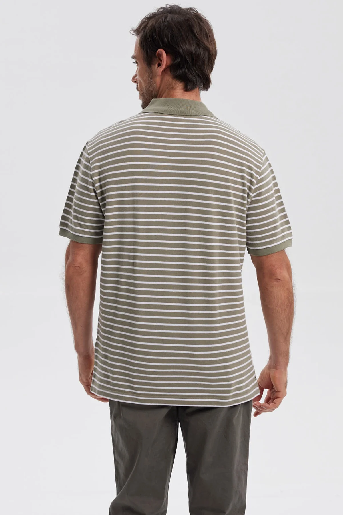Polera Hombre Mini Rayas Verde - Image 3