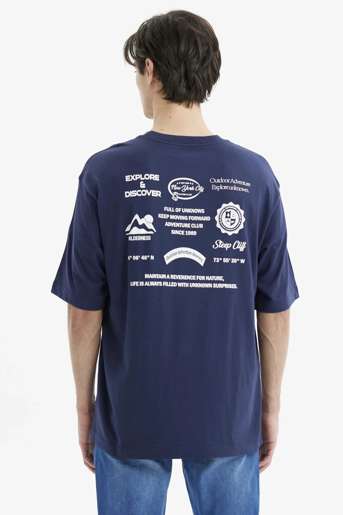 Polera Hombre Oversiza Doble Print Azul - Image 2