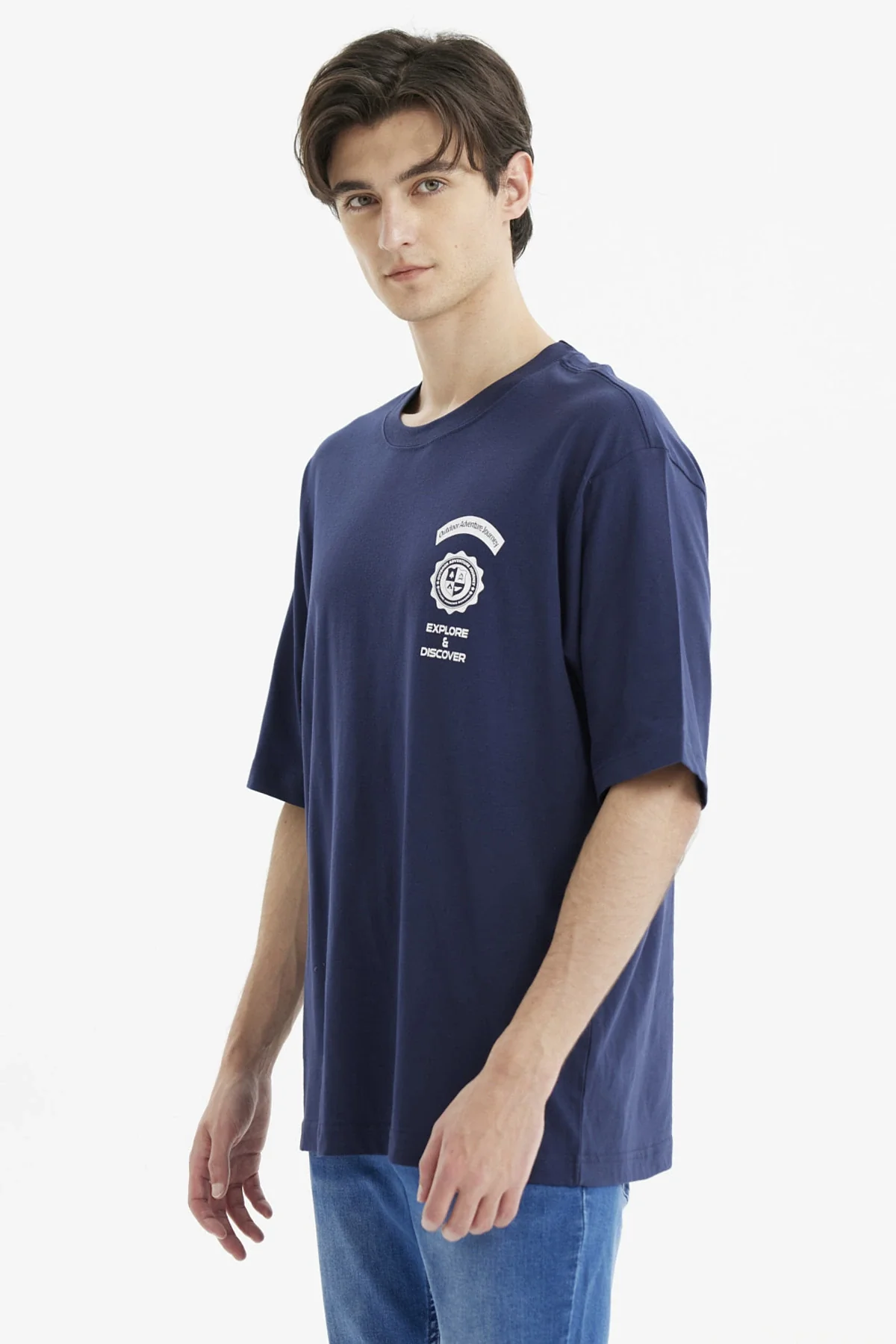 Polera Hombre Oversiza Doble Print Azul - Image 3