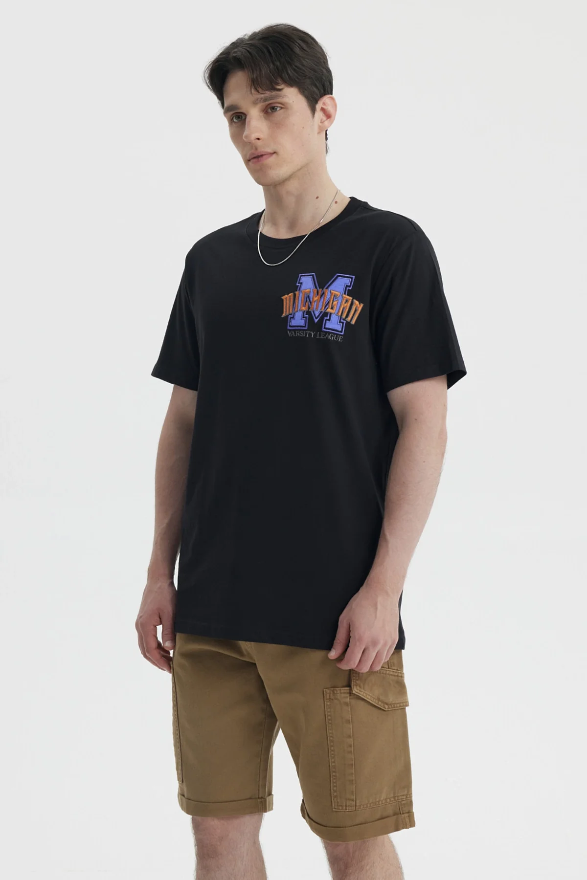 Polera Hombre Oversize Bordado Negro - Image 2
