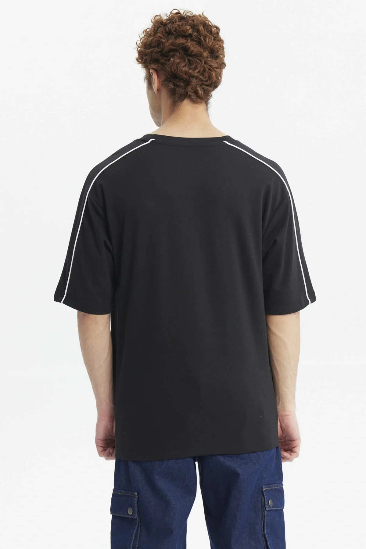 Polera Hombre Oversize Doble Linea Negro - Image 3