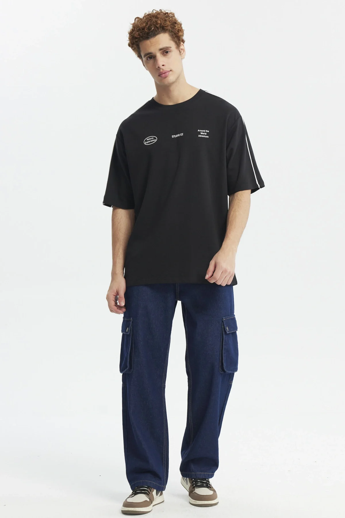 Polera Hombre Oversize Doble Linea Negro - Image 4