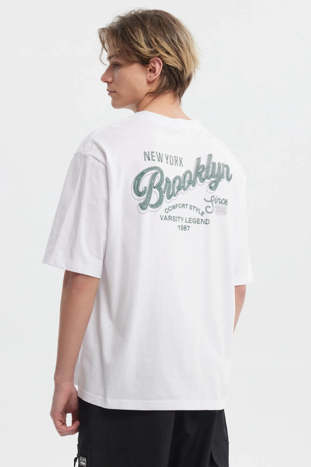 Polera Hombre Oversize Doble Print Blanco - Image 3
