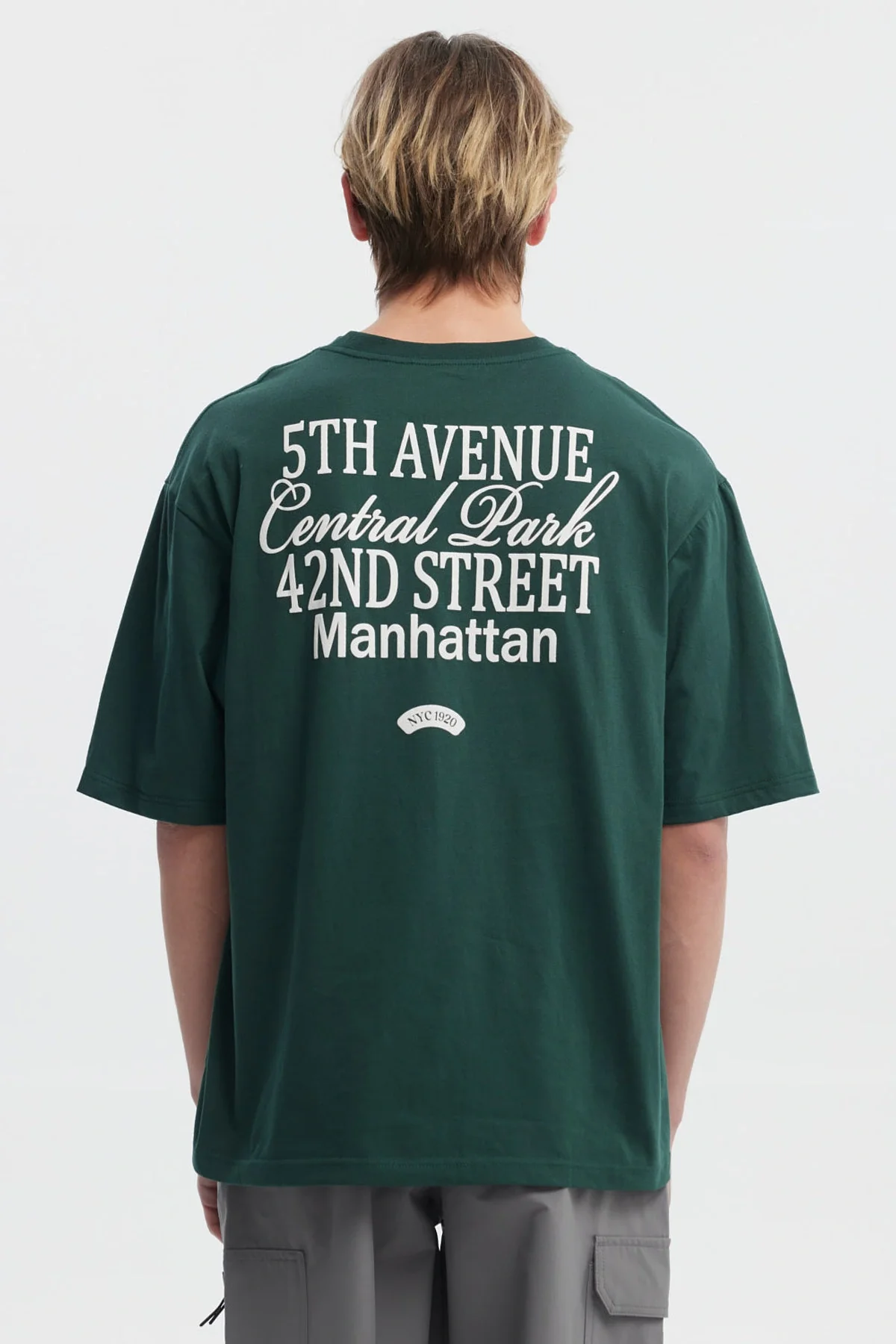 Polera Hombre Oversize Doble Print Verde - Image 2