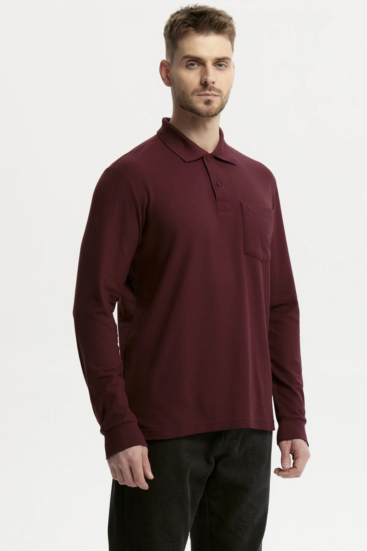 Polera Hombre Pique Básica Burdeo - Image 2