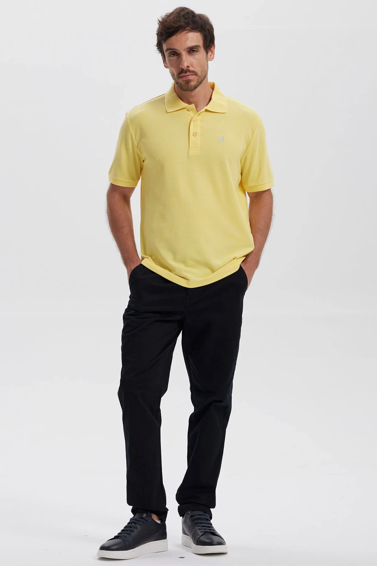 Polera Hombre Pique Básica Lisa Amarillo - Image 4