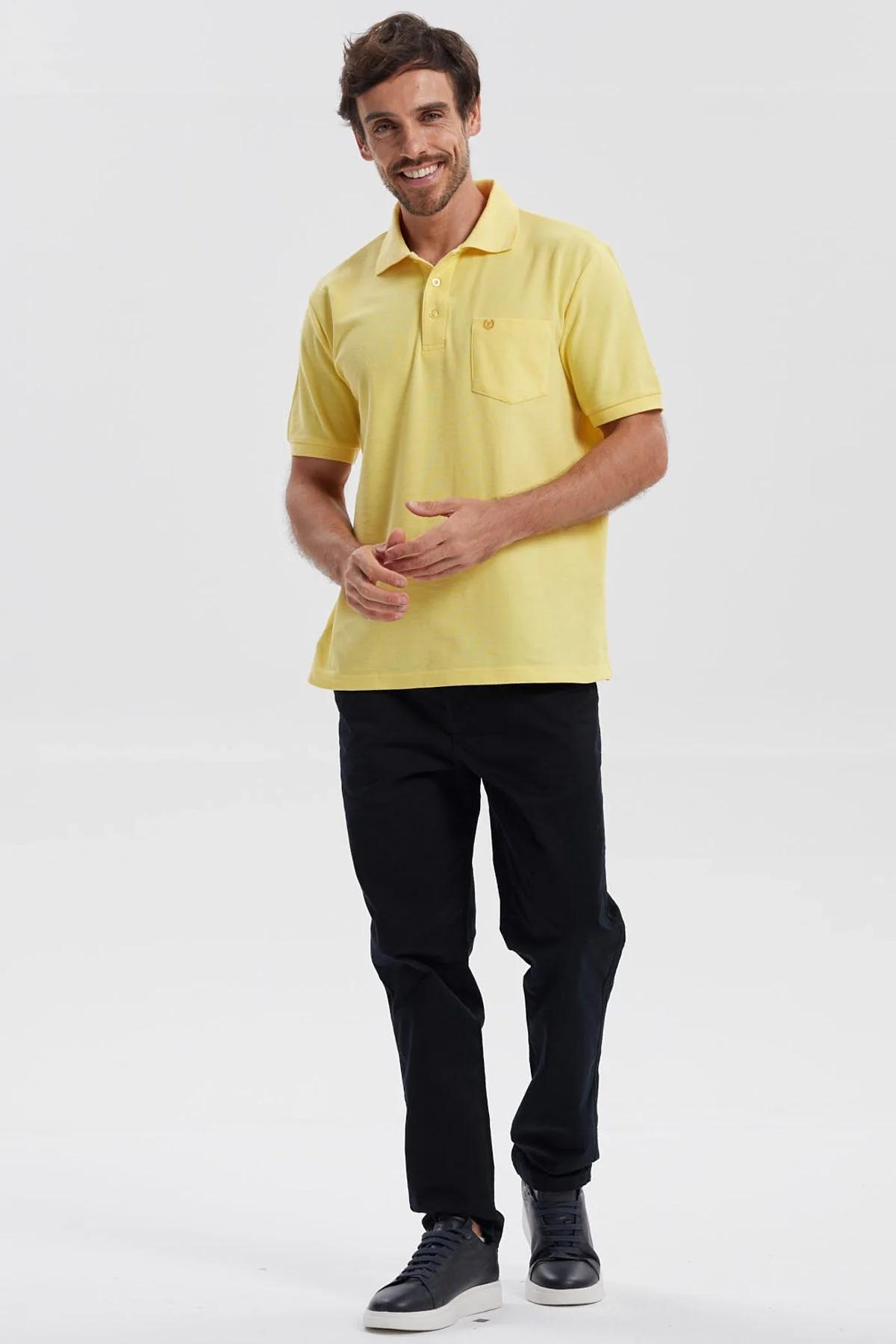 Polera Hombre Pique Básica Lisa Amarillo - Image 4
