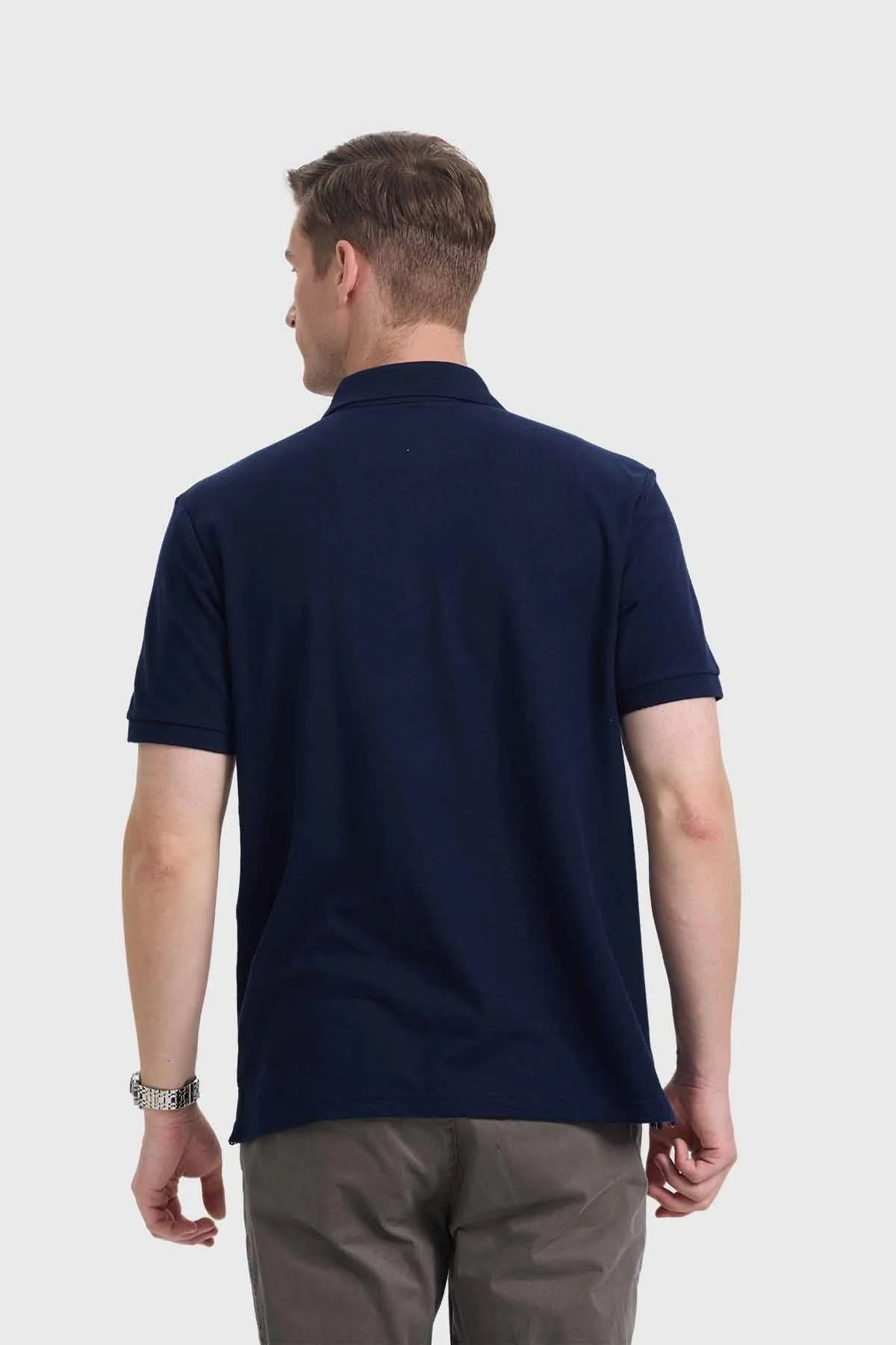 Polera Hombre Piqué Básica Azul Marino - Image 3