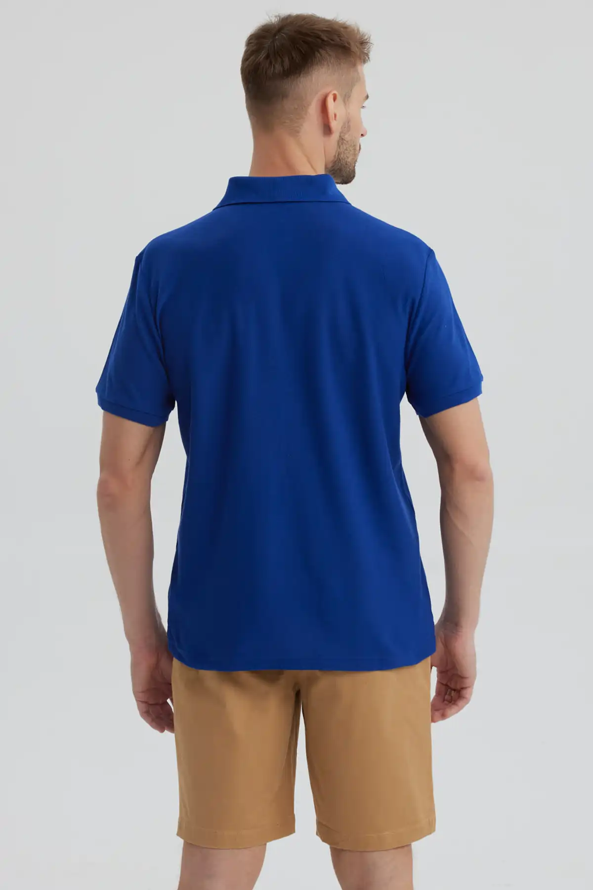 Polera Hombre Pique Básica Lisa Azulino - Image 3
