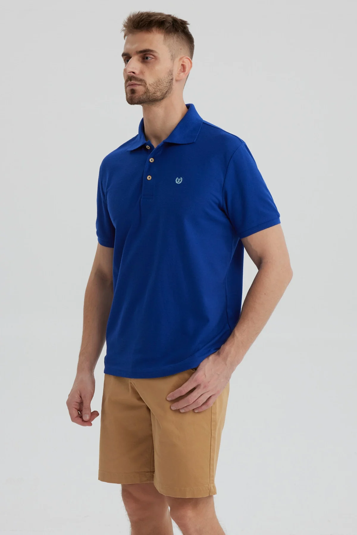 Polera Hombre Pique Básica Lisa Azulino - Image 2