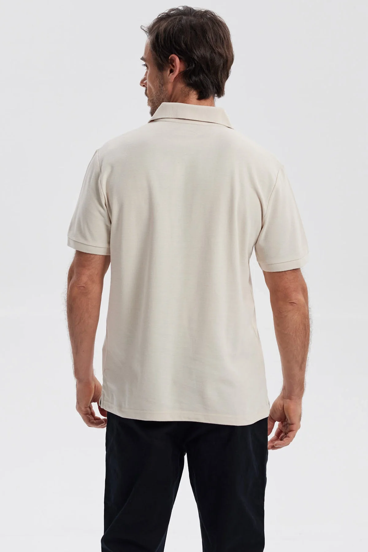 Polera Hombre Pique Básica Lisa Beige - Image 3