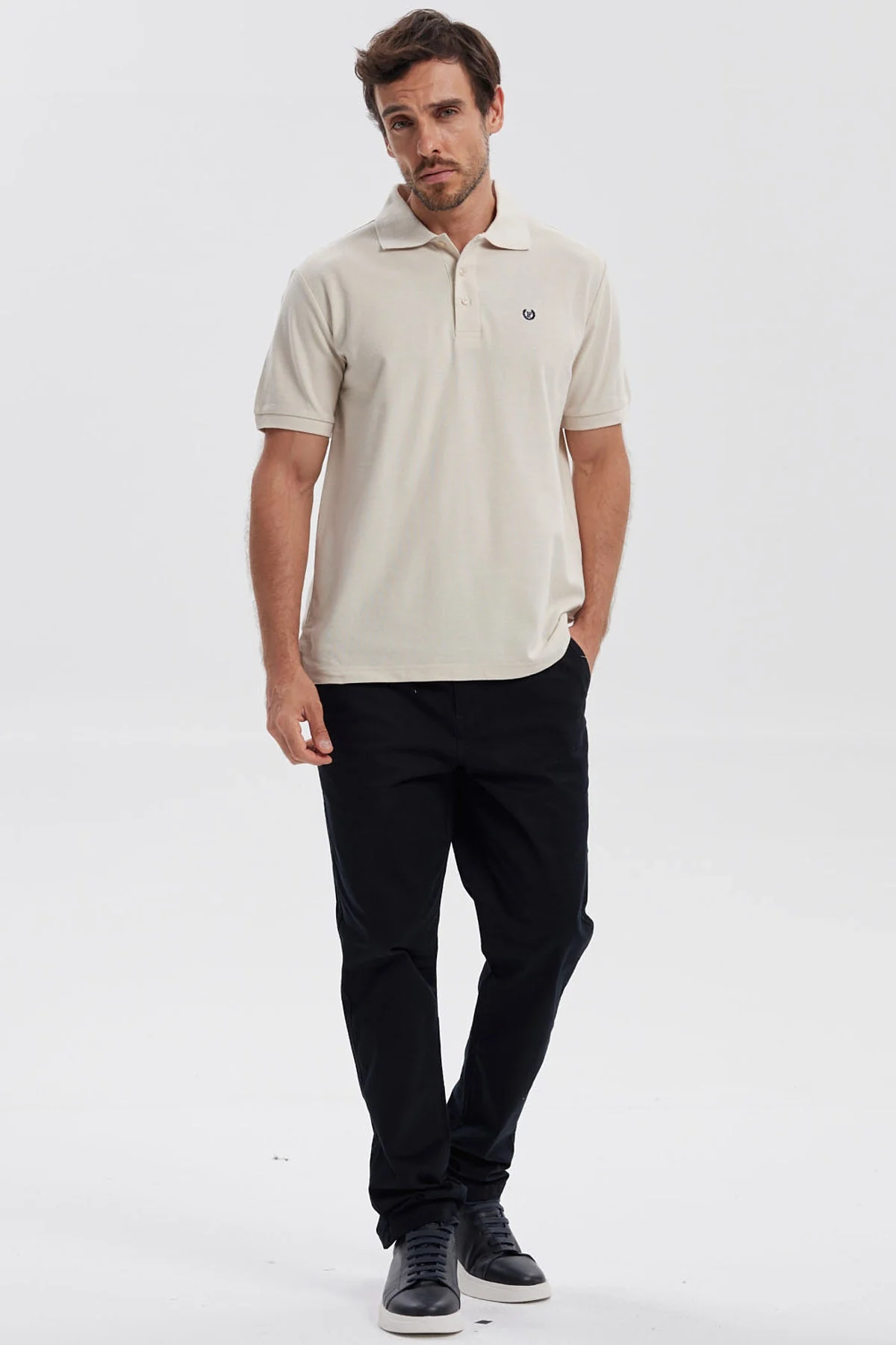 Polera Hombre Pique Básica Lisa Beige - Image 4