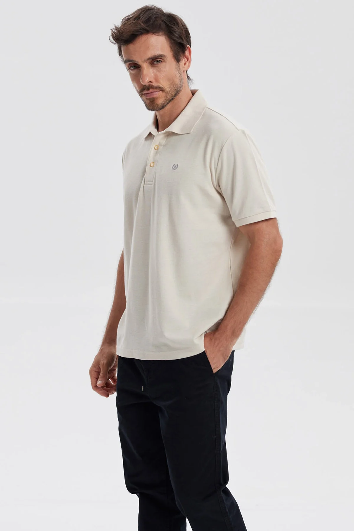 Polera Hombre Pique Básica Lisa Beige - Image 2
