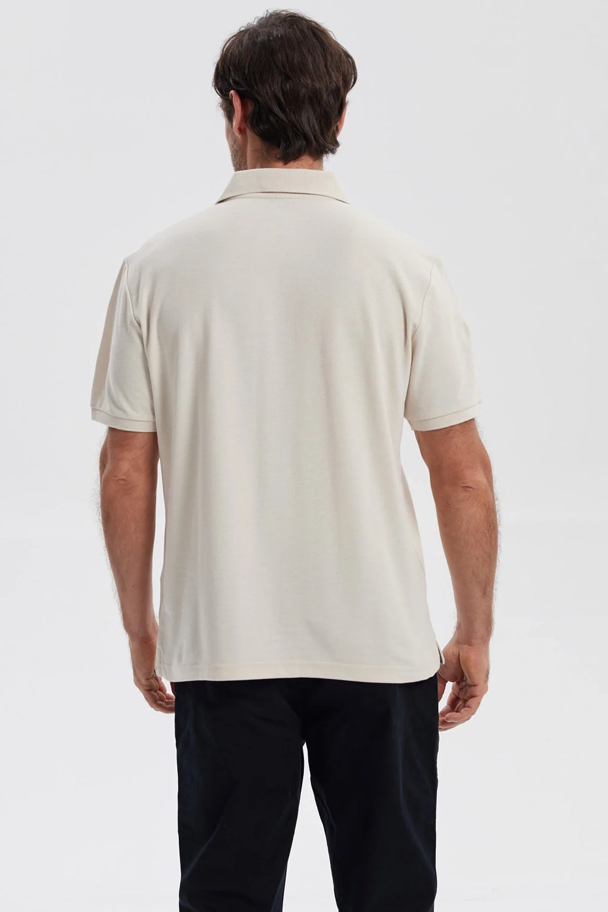 Polera Hombre Pique Básica Lisa Beige - Image 3