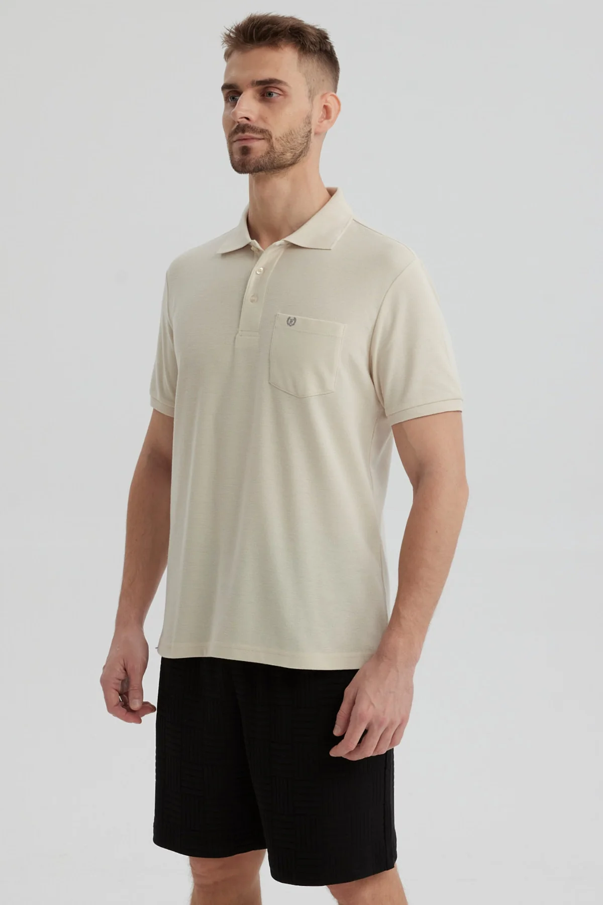 Polera Hombre Pique Básica Lisa Beige - Image 2