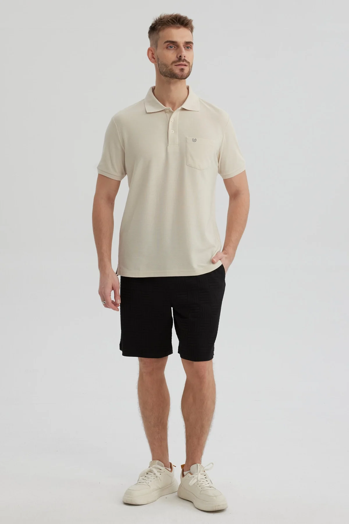Polera Hombre Pique Básica Lisa Beige - Image 4