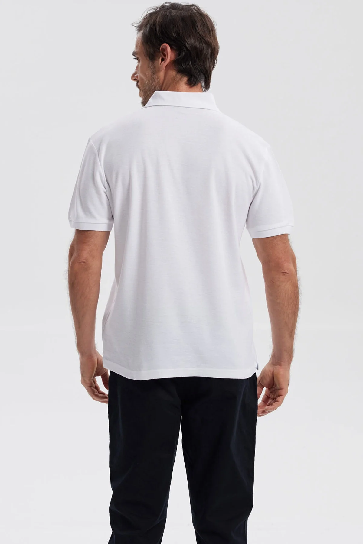 Polera Hombre Pique Básica Lisa Blanco - Image 3