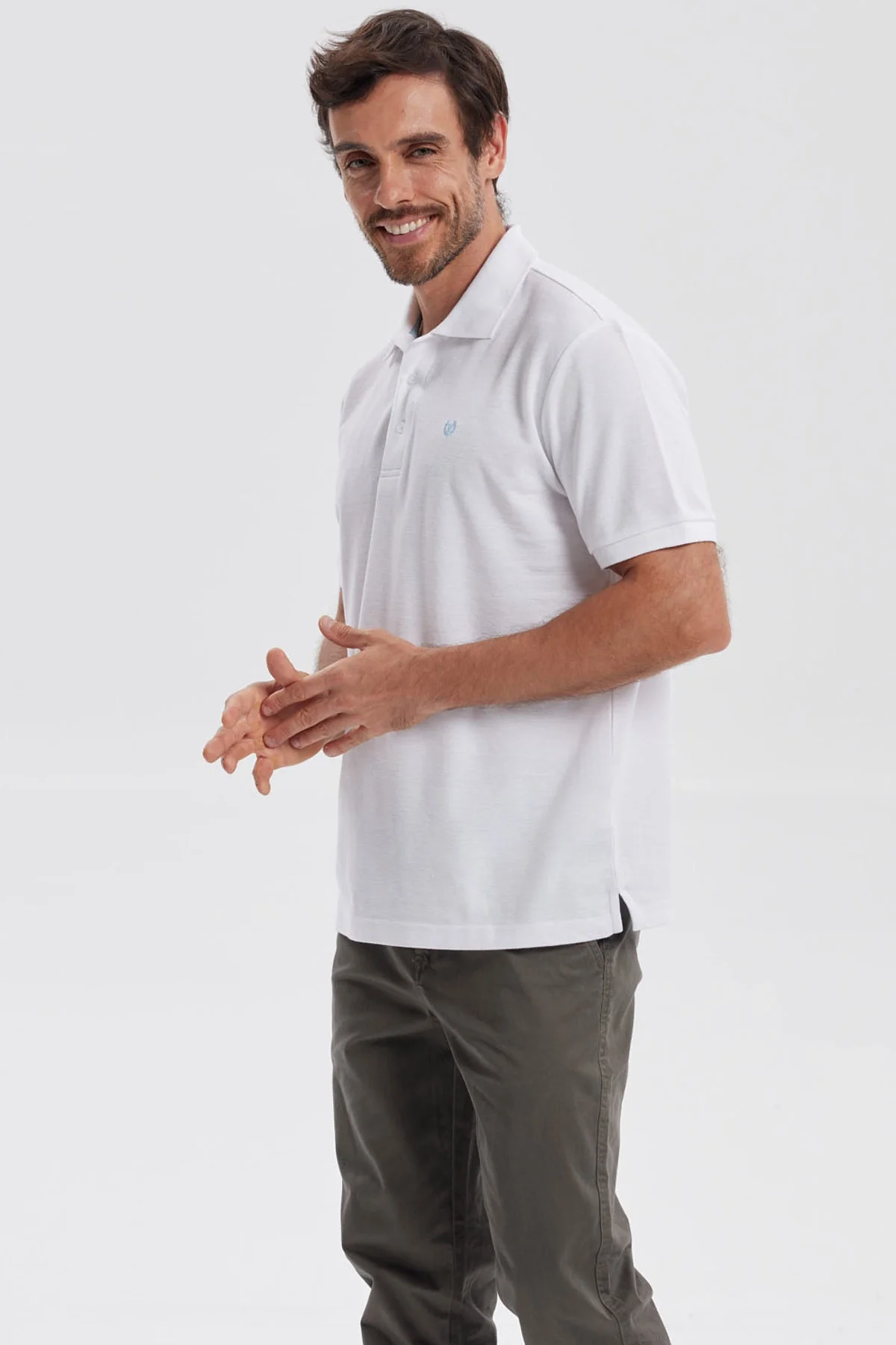 Polera Hombre Pique Básica Lisa Blanco - Image 2