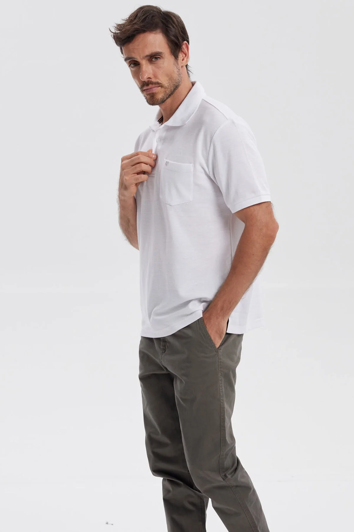 Polera Hombre Pique Básica Lisa Blanco - Image 2
