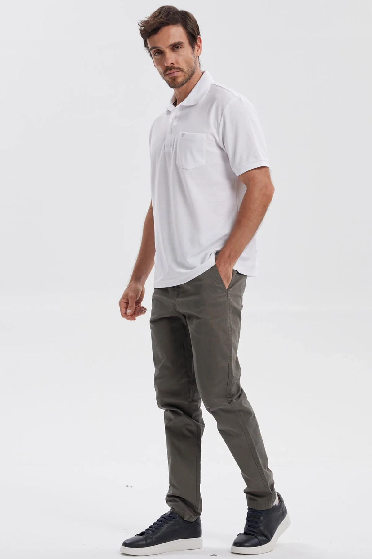 Polera Hombre Pique Básica Lisa Blanco - Image 4