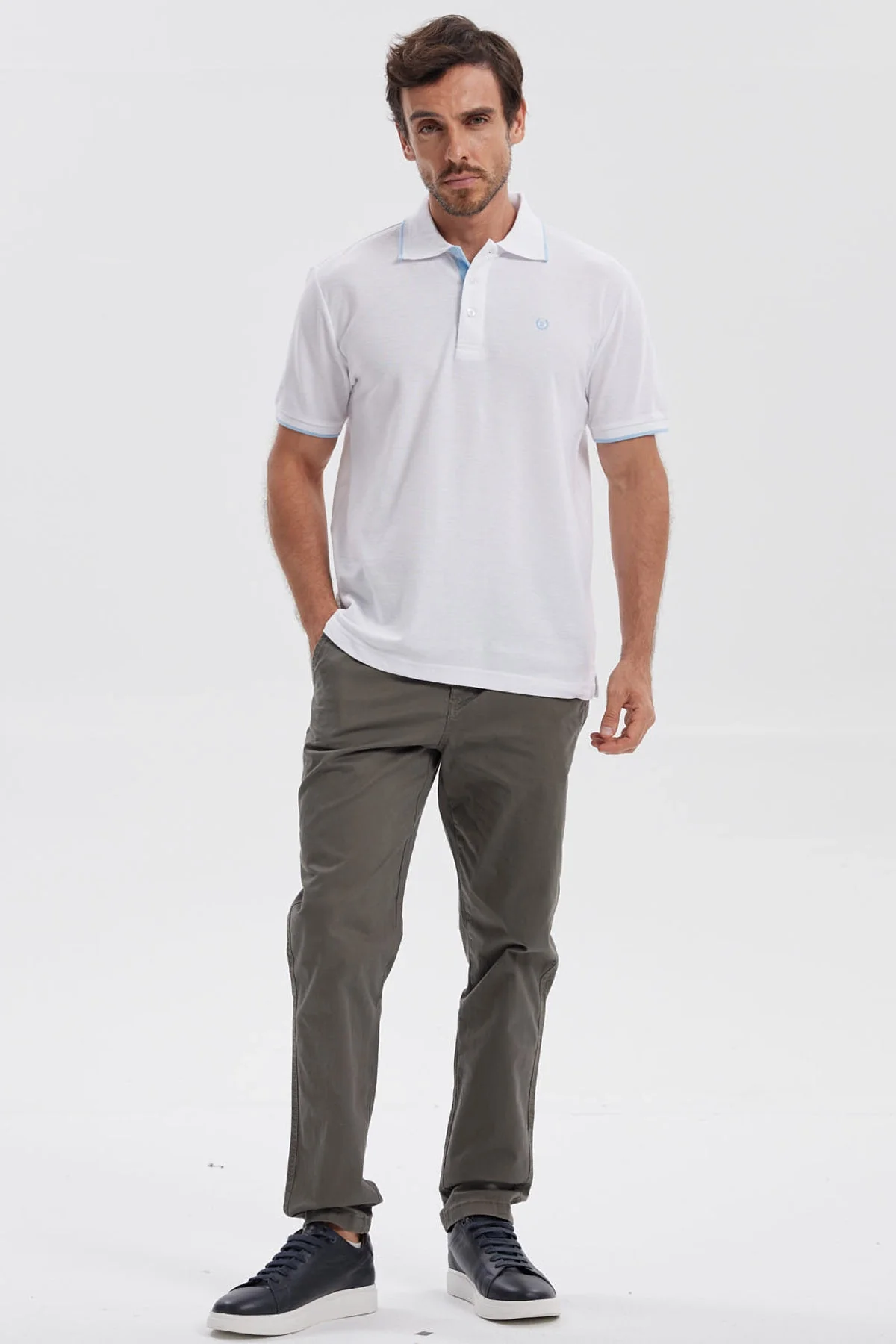 Polera Hombre Pique Básica Lisa Blanco - Image 4