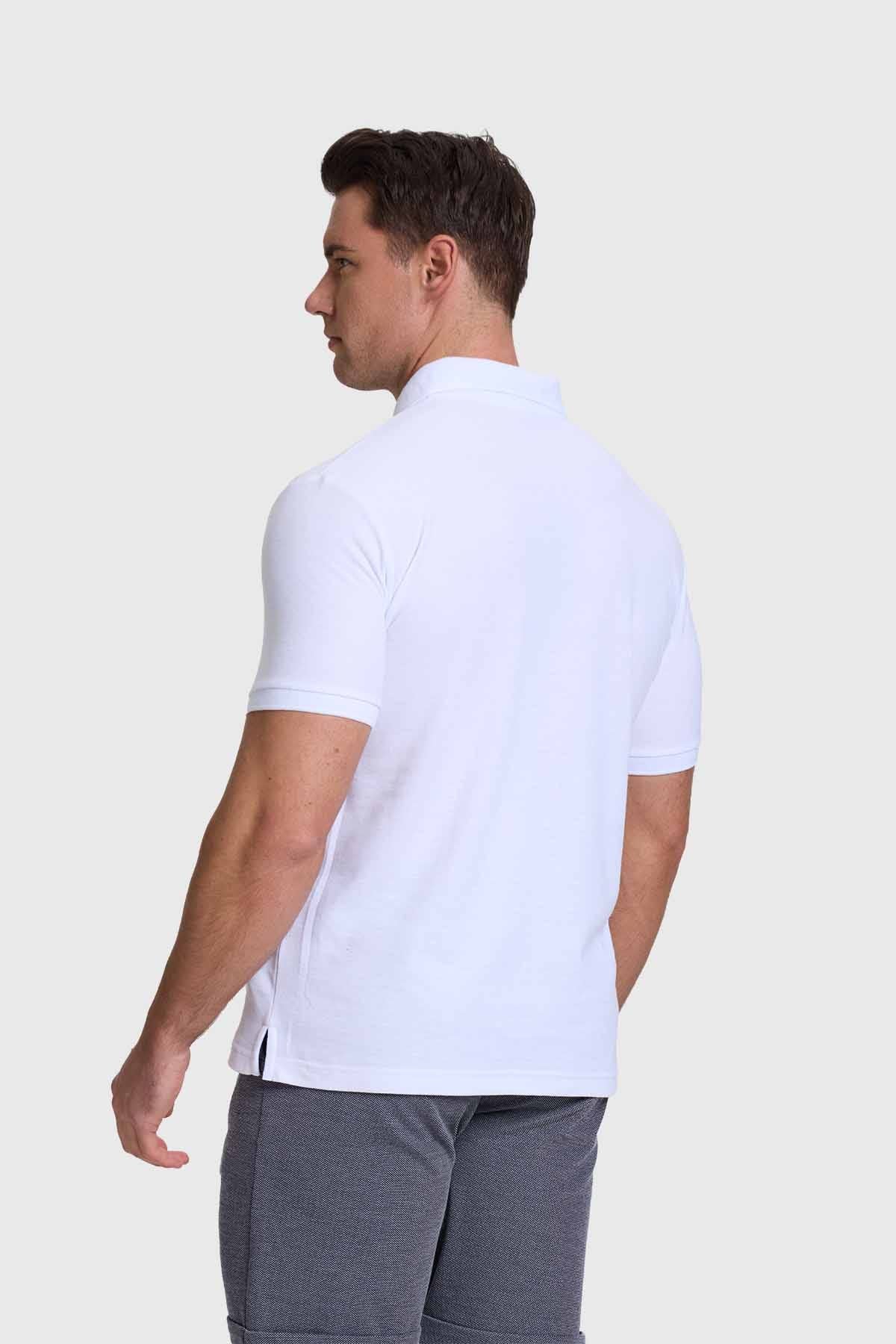 Polera Hombre Piqué Básica Blanco - Image 3