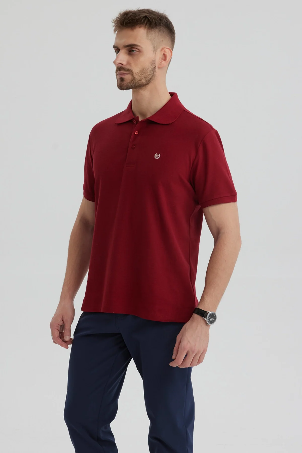 Polera Hombre Pique Básica Lisa Burdeo - Image 2