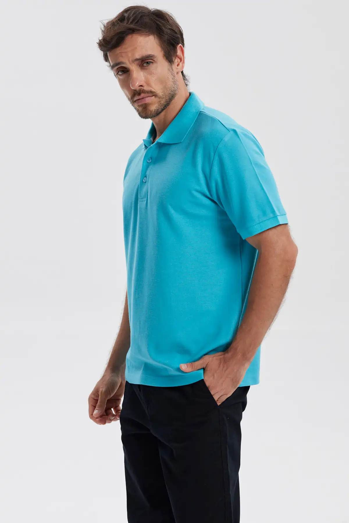 Polera Hombre Pique Básica Lisa Calipso - Image 2