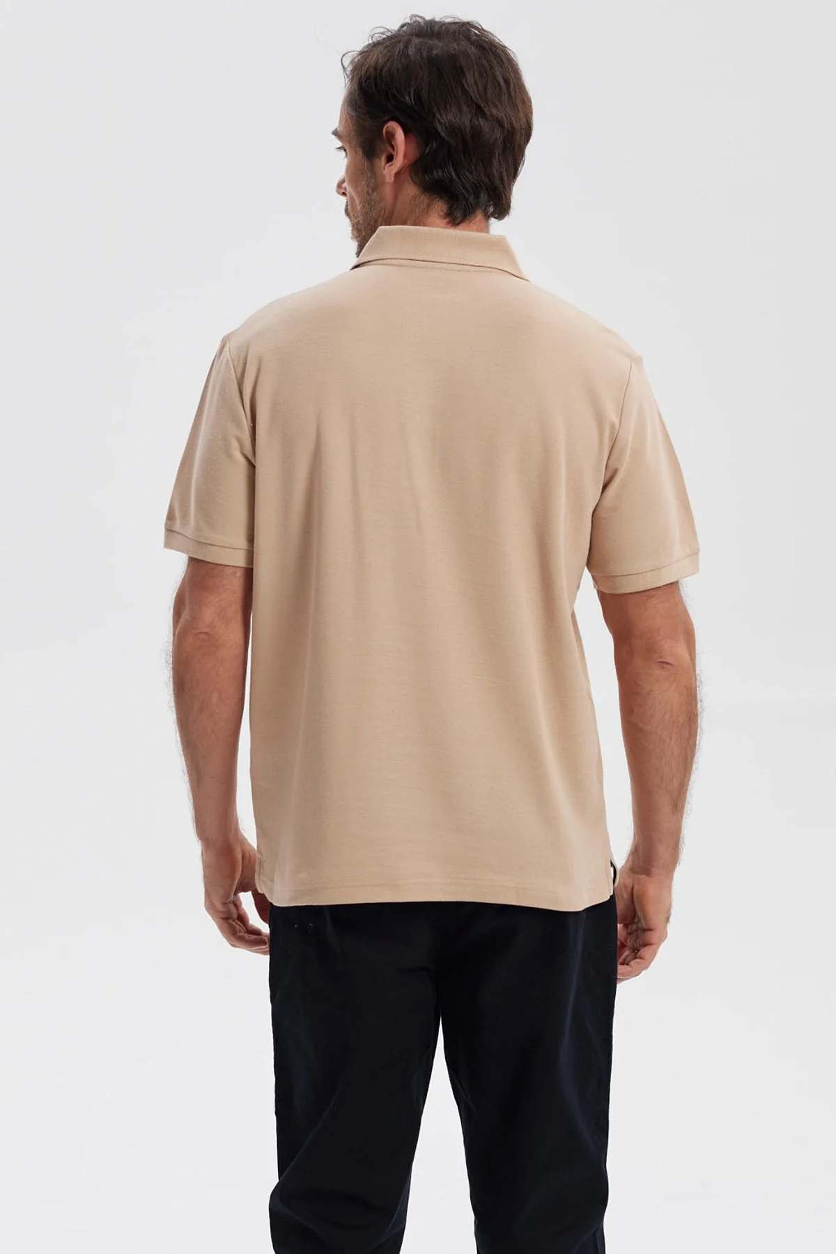 Polera Hombre Pique Básica Lisa Kaki - Image 3