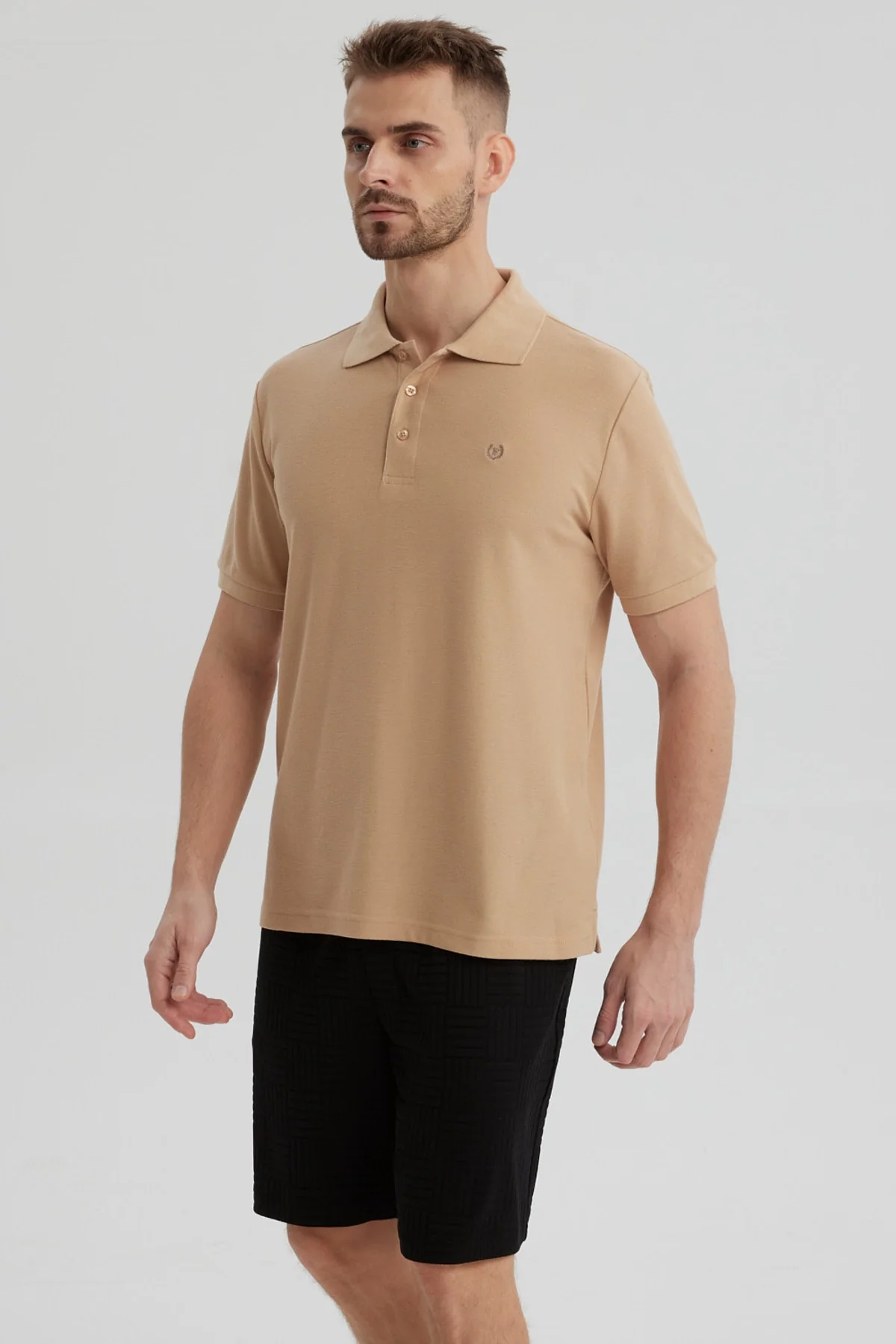 Polera Hombre Pique Básica Lisa Kaki - Image 2