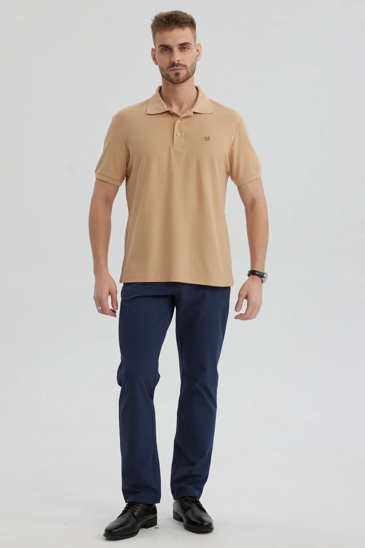 Polera Hombre Pique Básica Lisa Kaki - Image 4