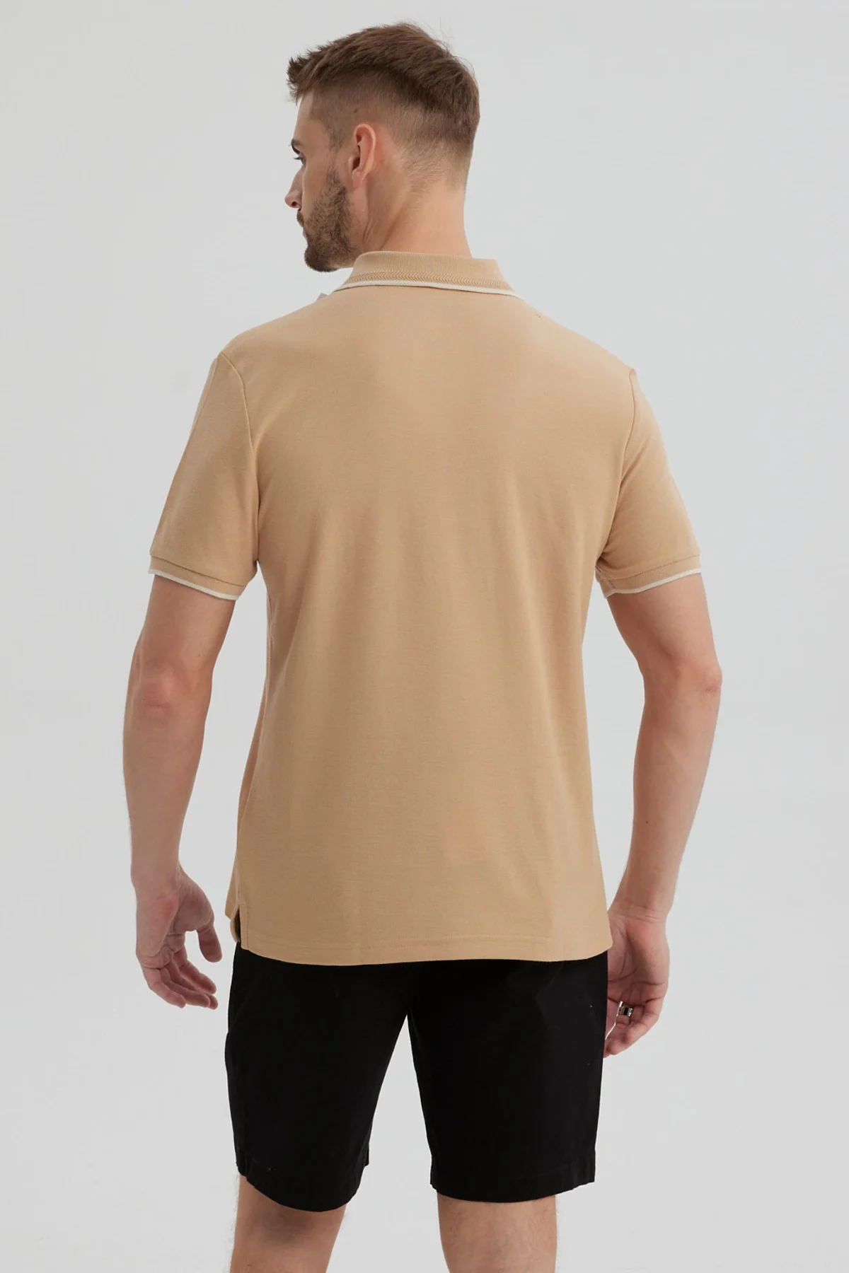 Polera Hombre Pique Básica Lisa Kaki - Image 3