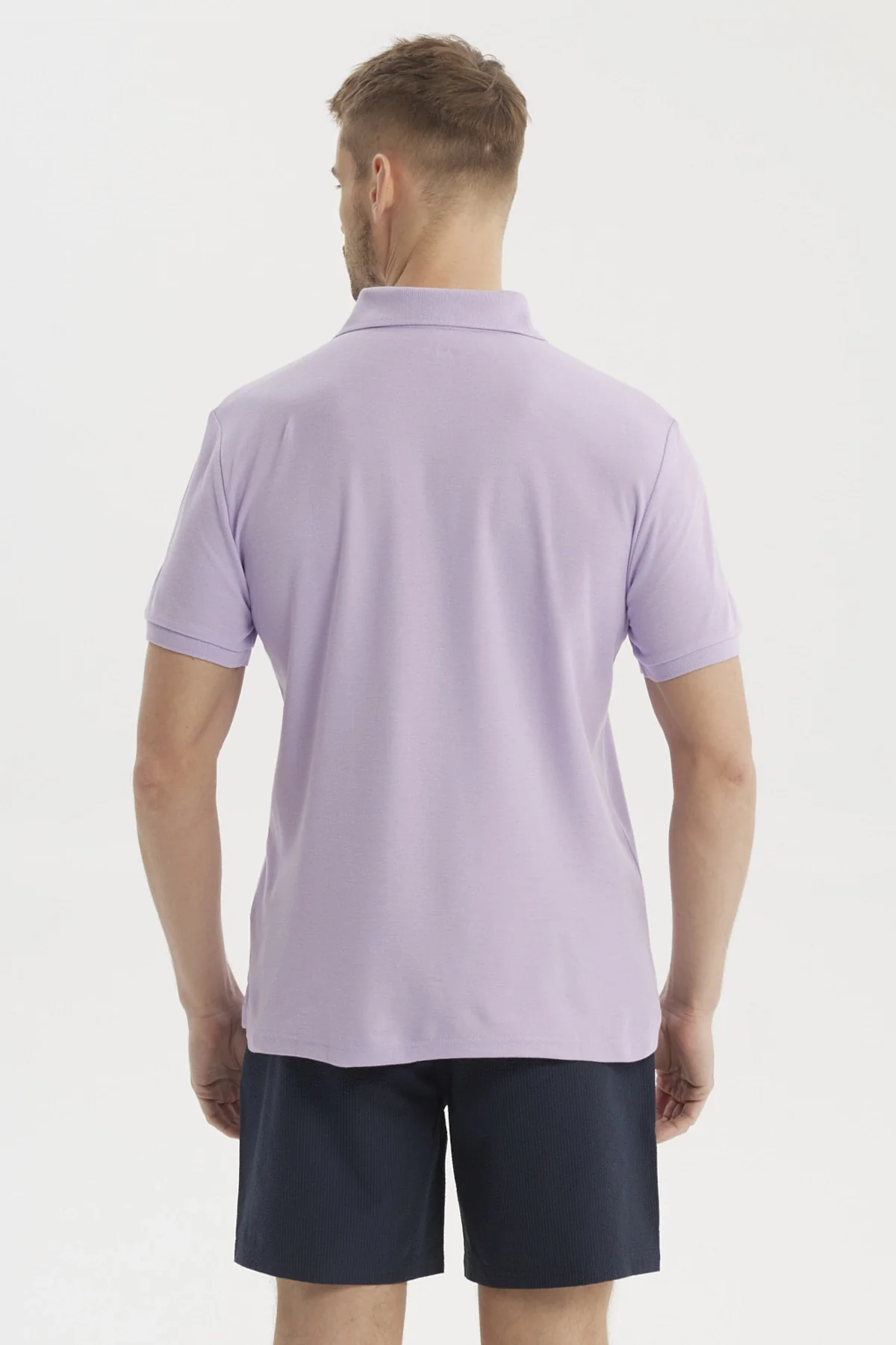 Polera Hombre Pique Básica Lisa Lila - Image 3