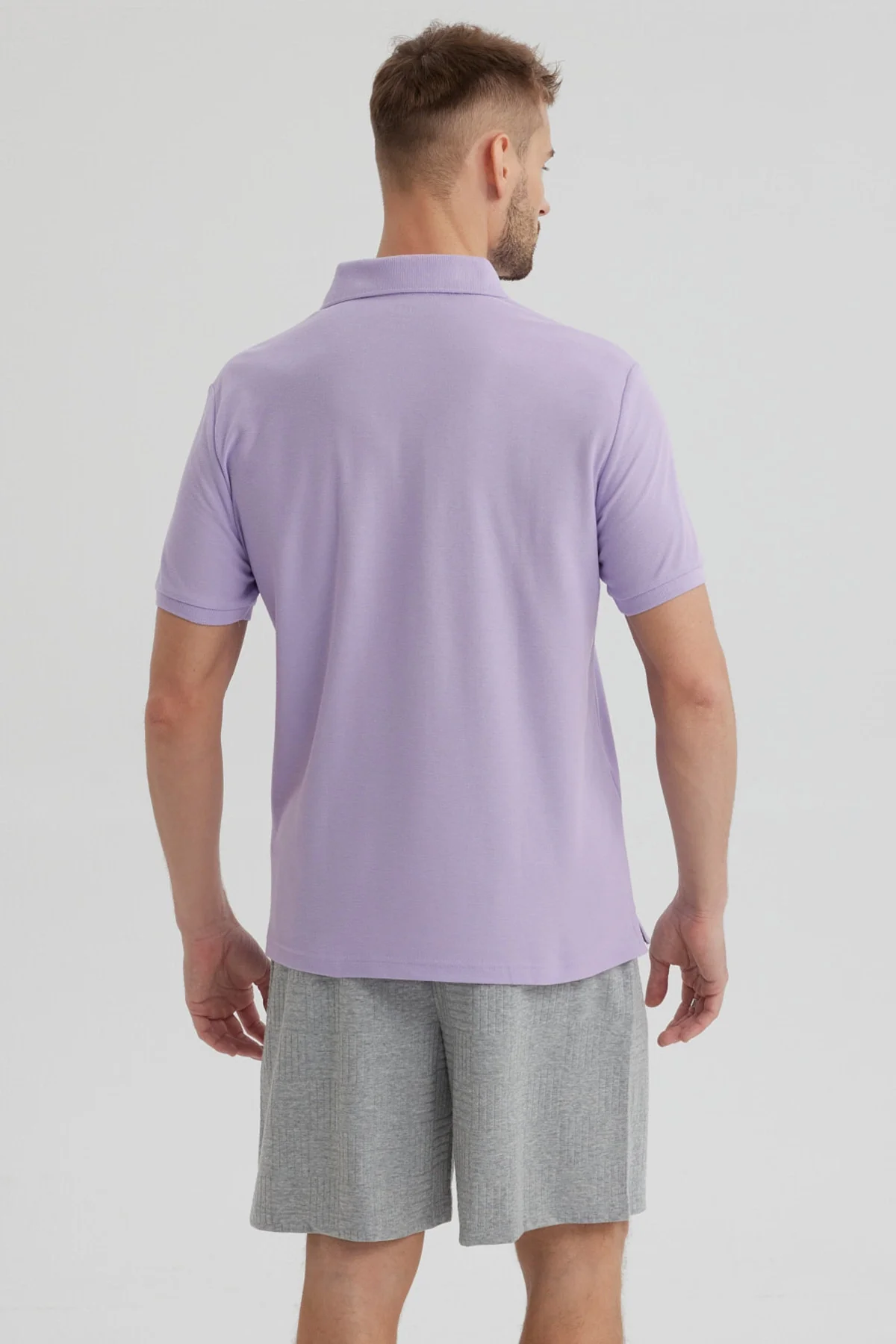 Polera Hombre Pique Básica Lisa Lila - Image 3