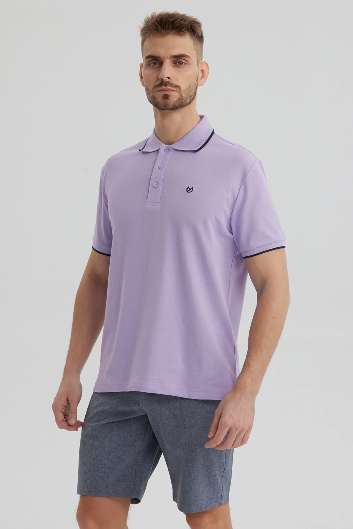 Polera Hombre Pique Básica Lisa Lila - Image 2