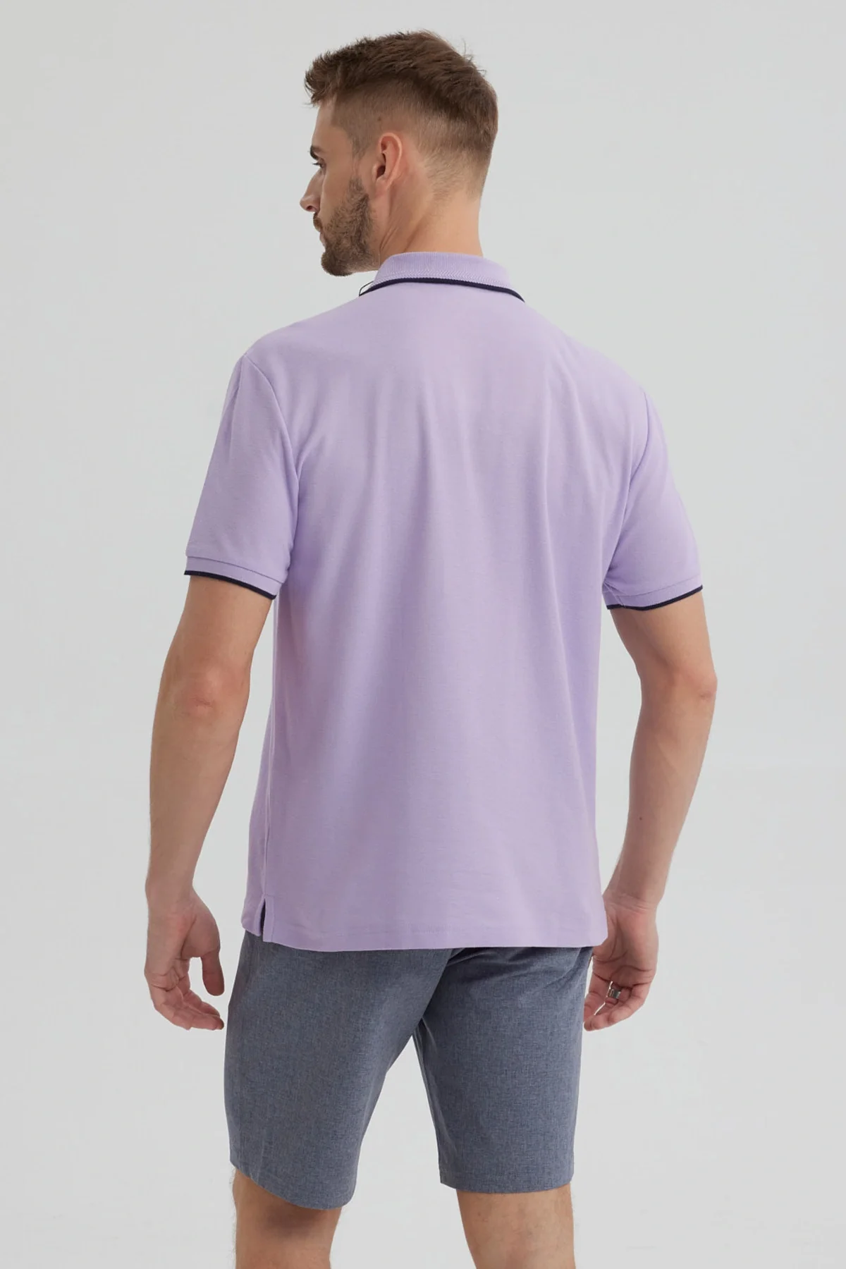 Polera Hombre Pique Básica Lisa Lila - Image 3
