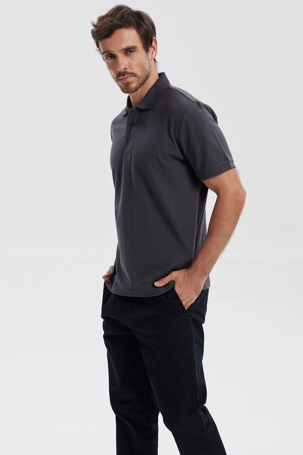 Polera Hombre Pique Básica Lisa Marengo - Image 2
