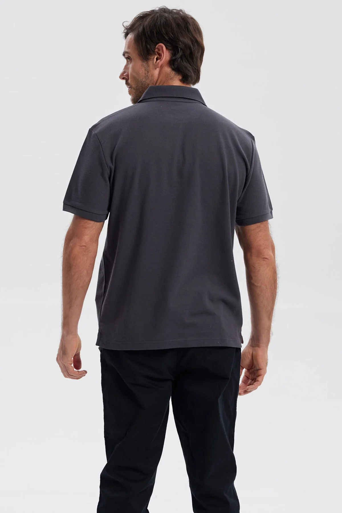 Polera Hombre Pique Básica Lisa Marengo - Image 3