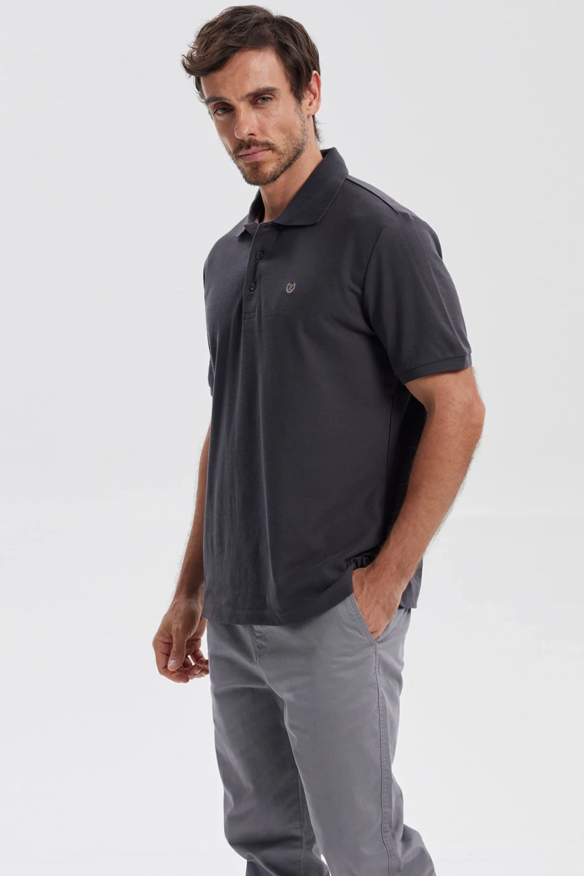 Polera Hombre Pique Básica Lisa Marengo - Image 2