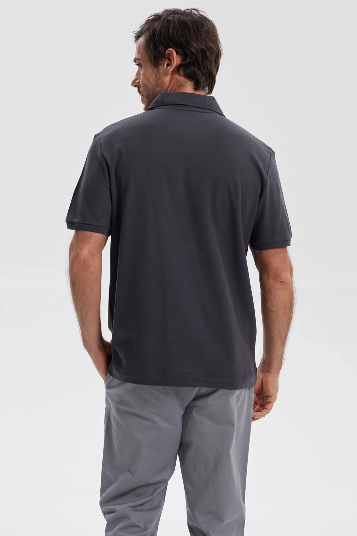 Polera Hombre Pique Básica Lisa Marengo - Image 3