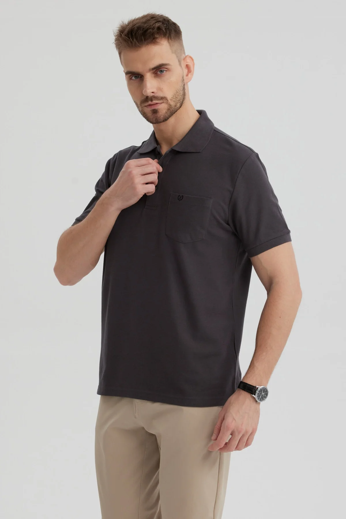 Polera Hombre Pique Básica Lisa Marengo - Image 2