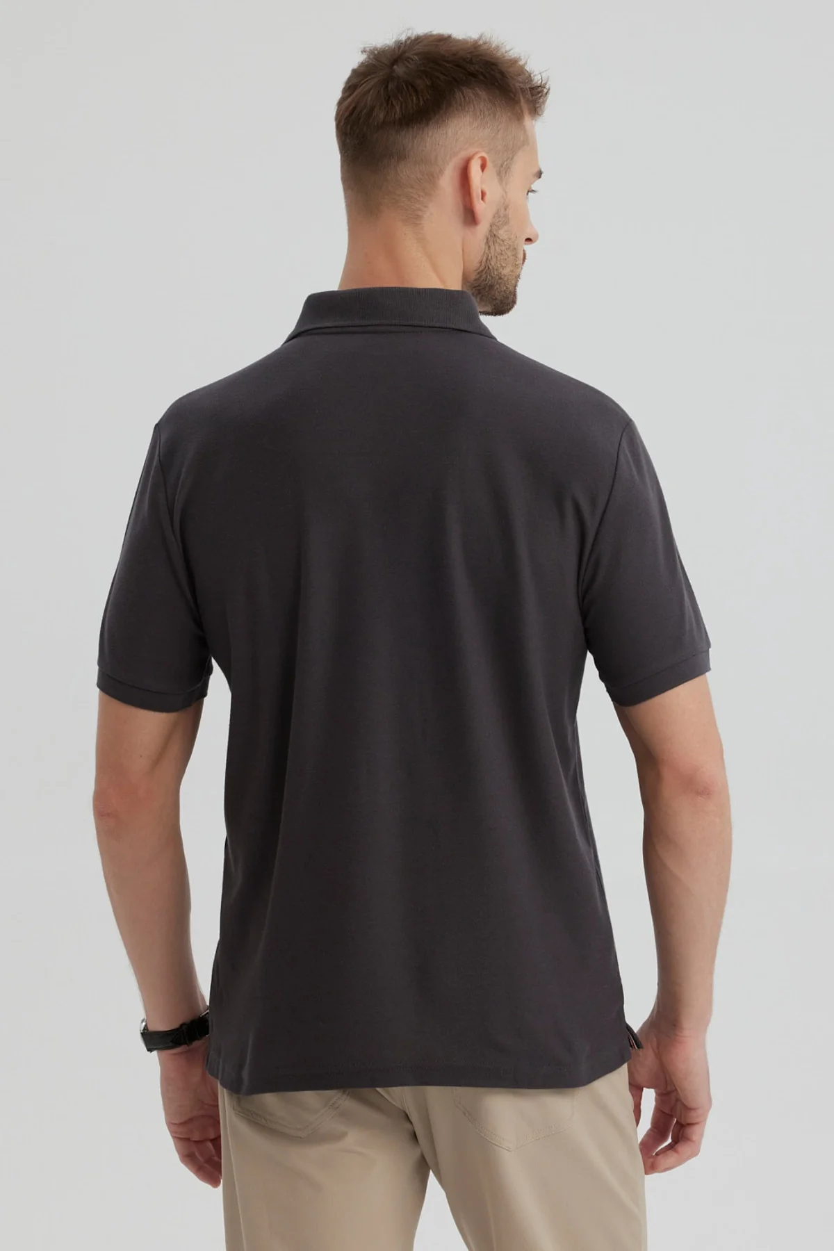 Polera Hombre Pique Básica Lisa Marengo - Image 3