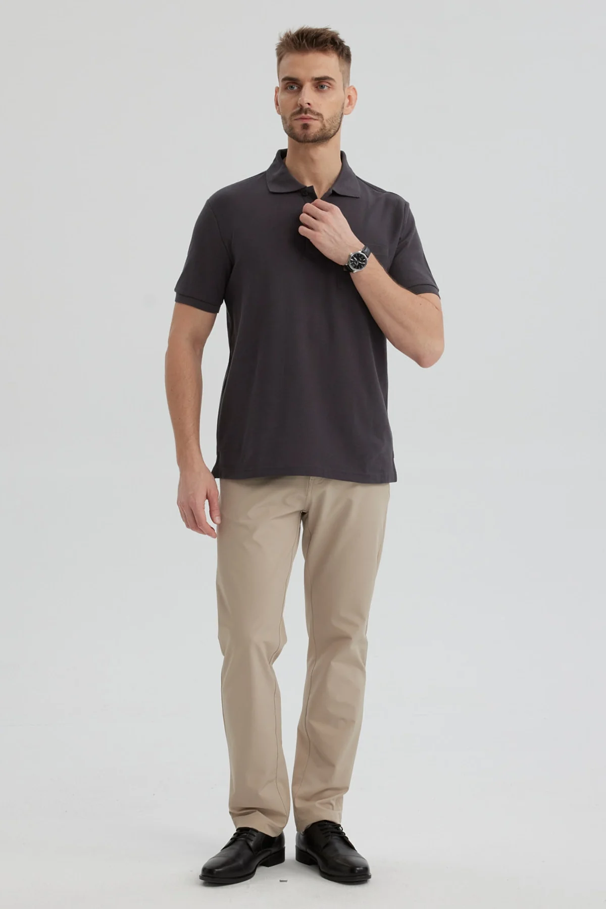 Polera Hombre Pique Básica Lisa Marengo - Image 4